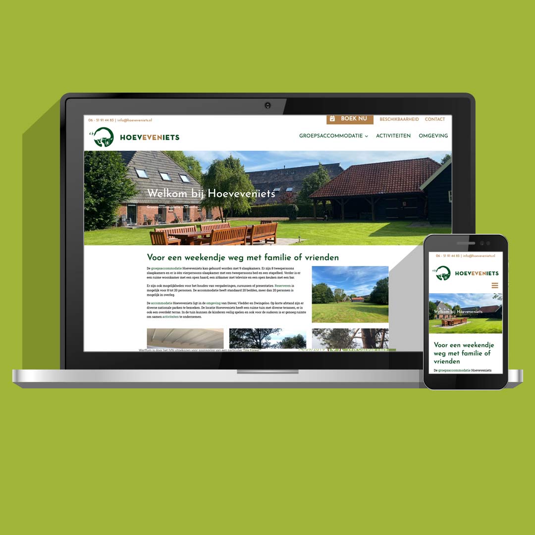 Website voor groepsaccommodatie Hoeveveniets in Drenthe